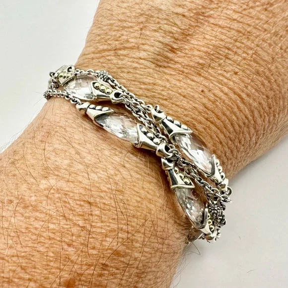 Lagos Quartz Silver & 18 Kt Gold Multistrand Bracelet - Picture 7 of 7